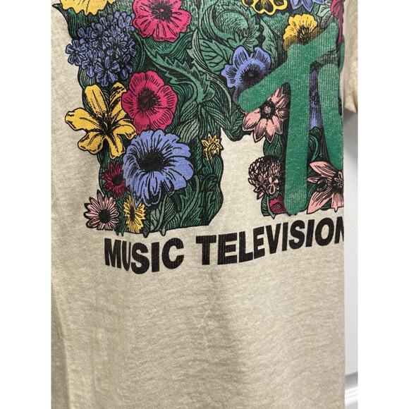 MTV 2024 Floral Tee 100% Cotton Beige Women's Small - Picture 4 of 12